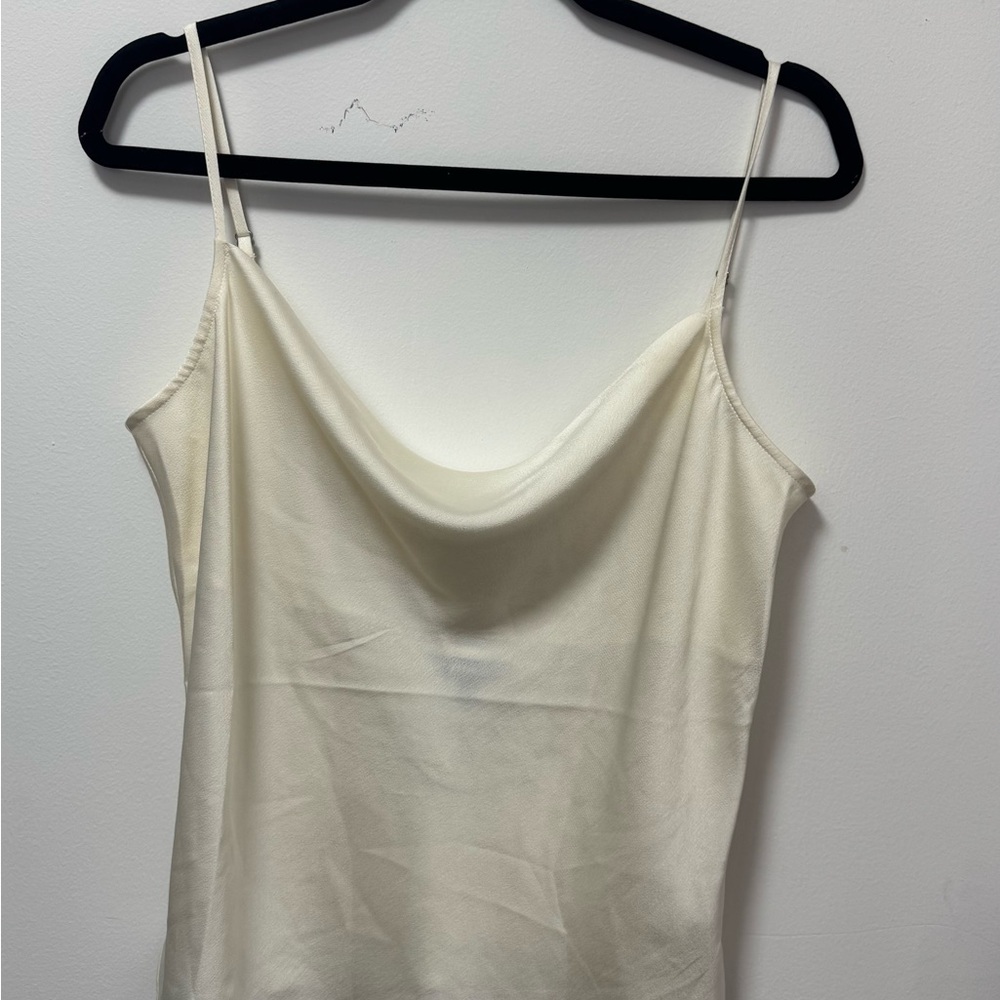 Express Cream Fitted Camisole Top with back chain - NEW